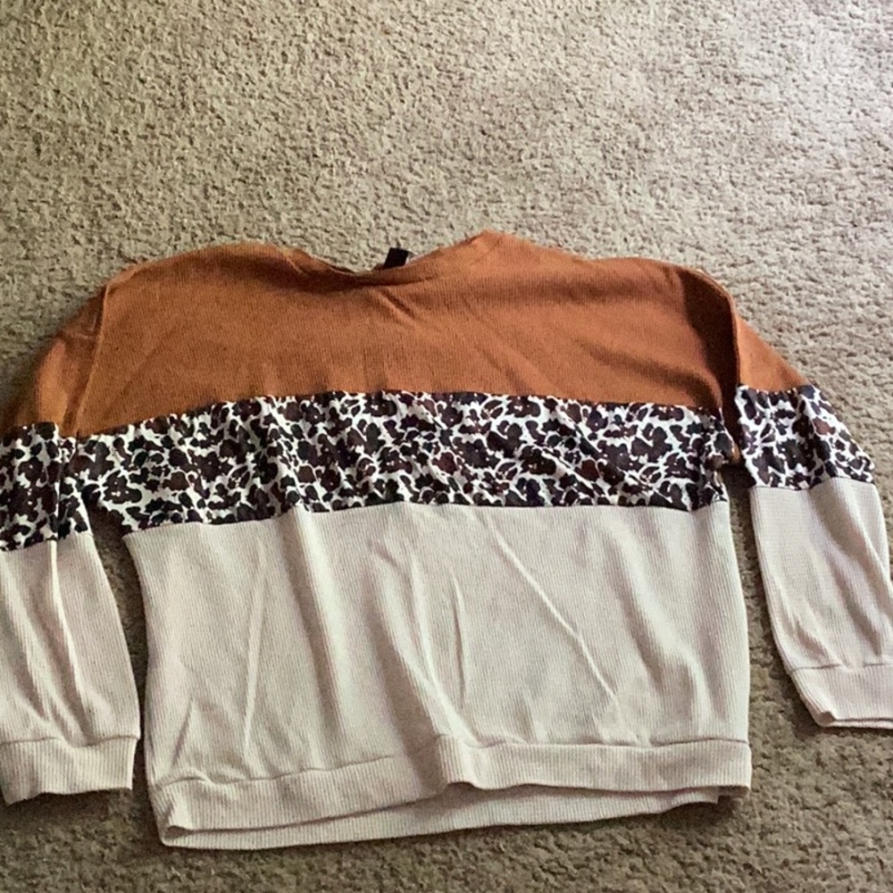 2 tone cheetah waffle long sleeve